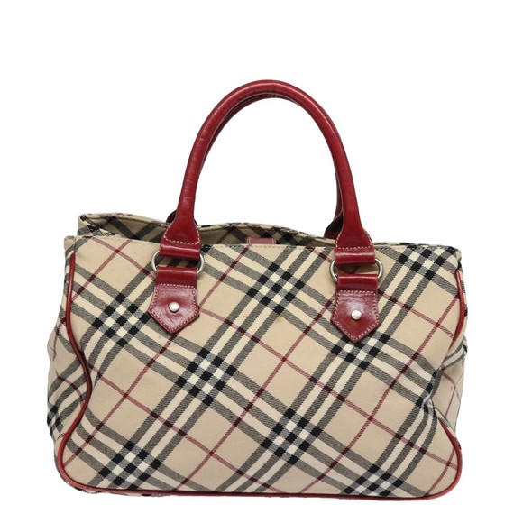 BURBERRY Nova Check Blue Label Hand Bag Canvas Beige Red Auth yk13174 - Picture 13 of 16
